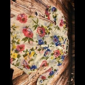 Depri stunning multi colored flowy  floral summer top shirt large